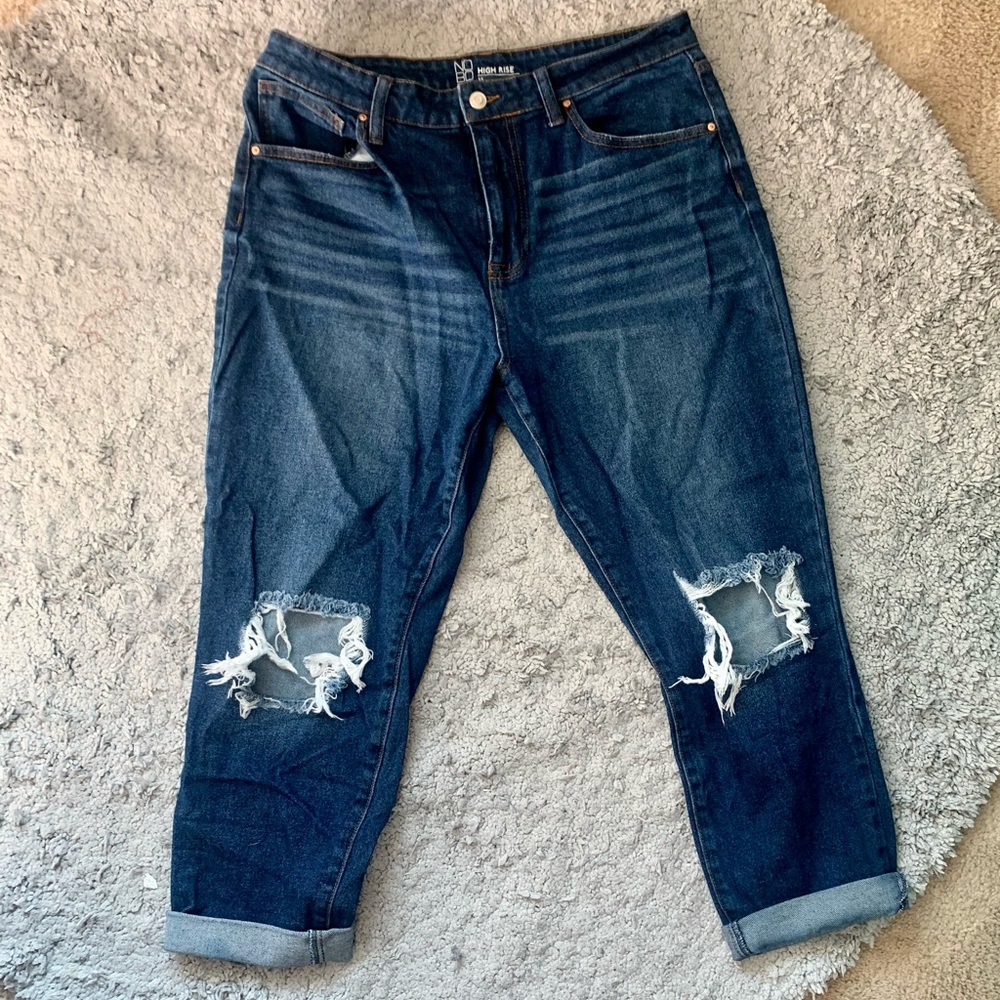 High Rise Distressed Mom Jeans